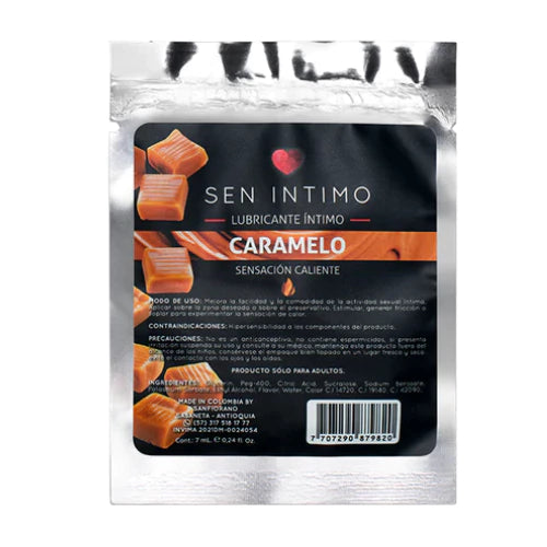 LUBRICANTE CALIENTE CARAMELO MARCA SEN ÍNTIMO SACHET 7 ML